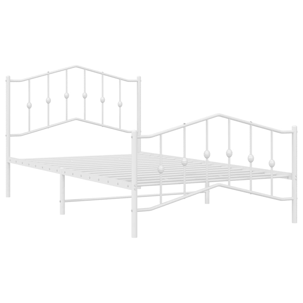 Bedframe Met Hoofd- En Voeteneinde Metaal 100 x 200 cm Wit
