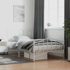 Bedframe Met Hoofd- En Voeteneinde Metaal 100 x 200 cm Wit met hoofdbord & voetbord