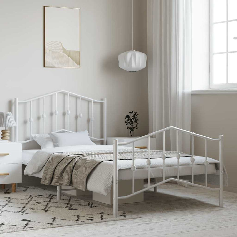 Bedframe Met Hoofd- En Voeteneinde Metaal 100 x 200 cm Wit