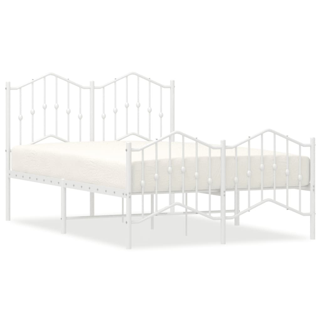 Bedframe Met Hoofd- En Voeteneinde Metaal 120 x 190 cm Wit met hoofdbord & voetbord
