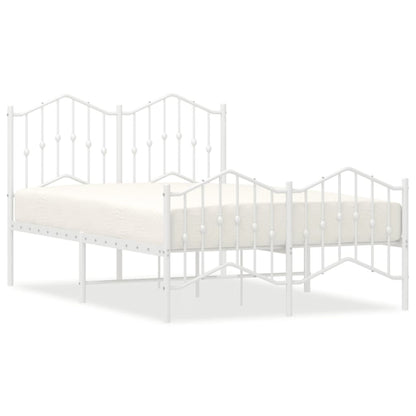 Bedframe Met Hoofd- En Voeteneinde Metaal 120 x 190 cm Wit met hoofdbord & voetbord