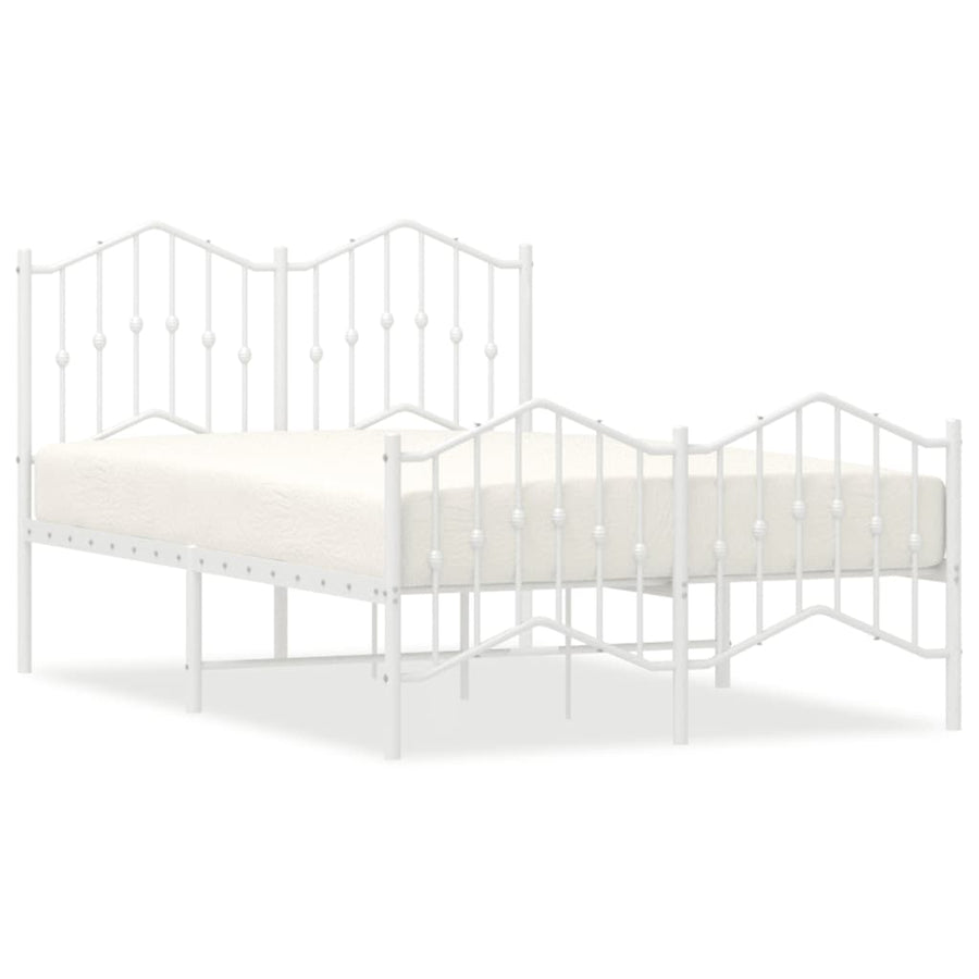Bedframe Met Hoofd- En Voeteneinde Metaal 120 x 190 cm Wit met hoofdbord & voetbord