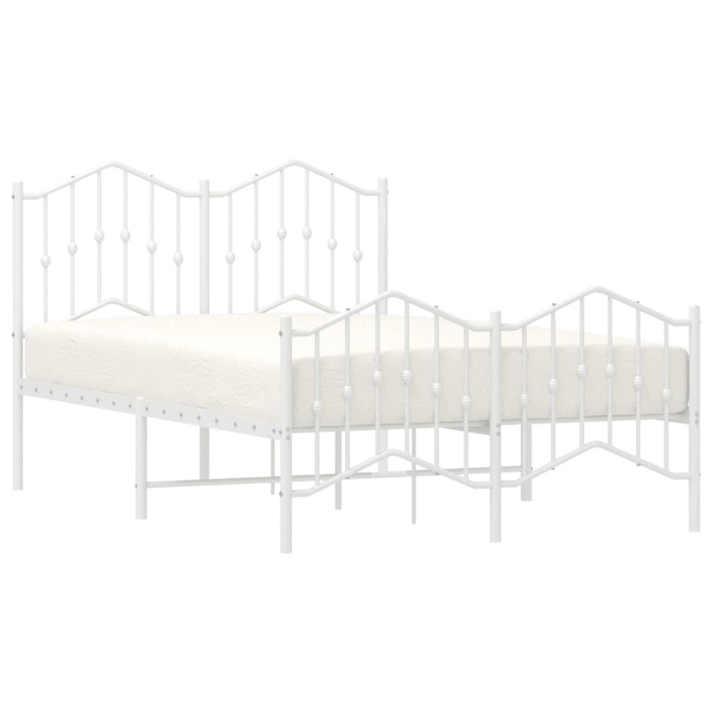 Bedframe Met Hoofd- En Voeteneinde Metaal 120 x 190 cm Wit met hoofdbord & voetbord