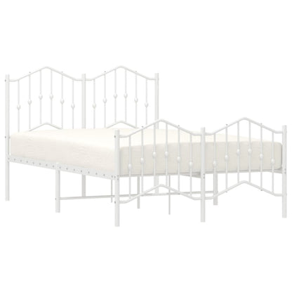 Bedframe Met Hoofd- En Voeteneinde Metaal 120 x 190 cm Wit met hoofdbord & voetbord