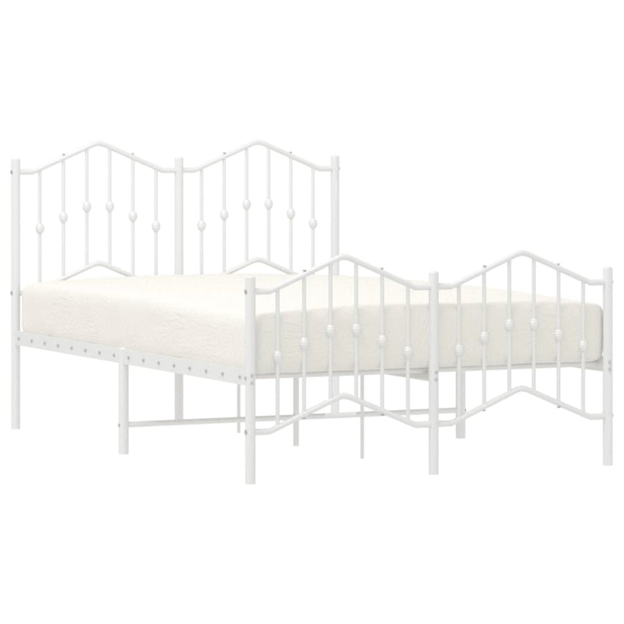 Bedframe Met Hoofd- En Voeteneinde Metaal 120 x 190 cm Wit met hoofdbord & voetbord