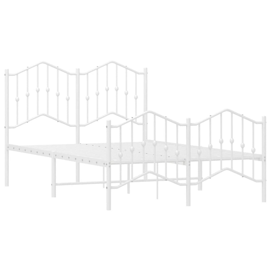 Bedframe Met Hoofd- En Voeteneinde Metaal 120 x 190 cm Wit met hoofdbord & voetbord