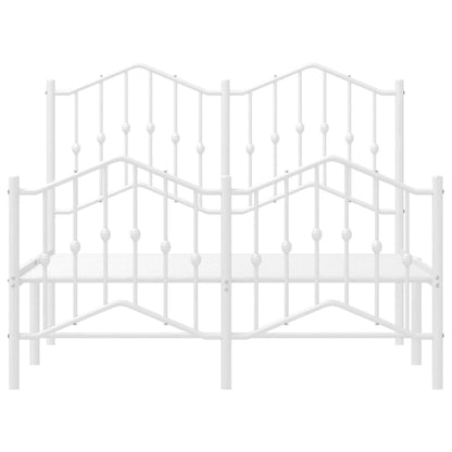 Bedframe Met Hoofd- En Voeteneinde Metaal 120 x 190 cm Wit met hoofdbord & voetbord