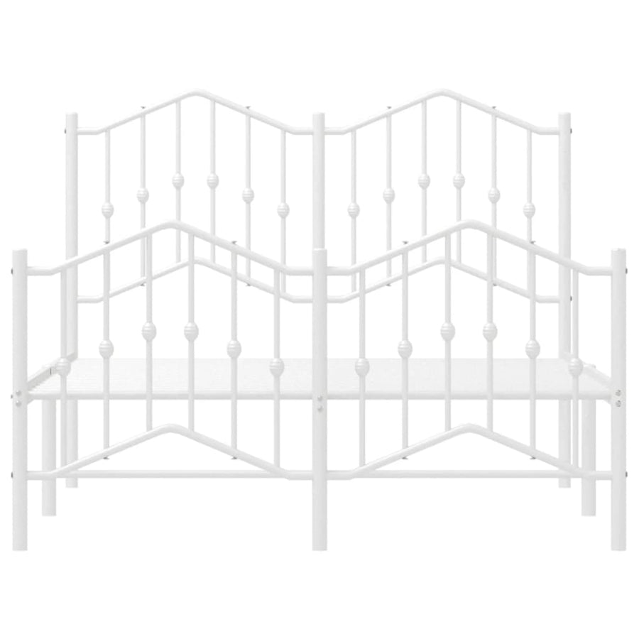 Bedframe Met Hoofd- En Voeteneinde Metaal 120 x 190 cm Wit met hoofdbord & voetbord