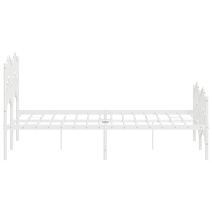 Bedframe Met Hoofd- En Voeteneinde Metaal 120 x 190 cm Wit met hoofdbord & voetbord
