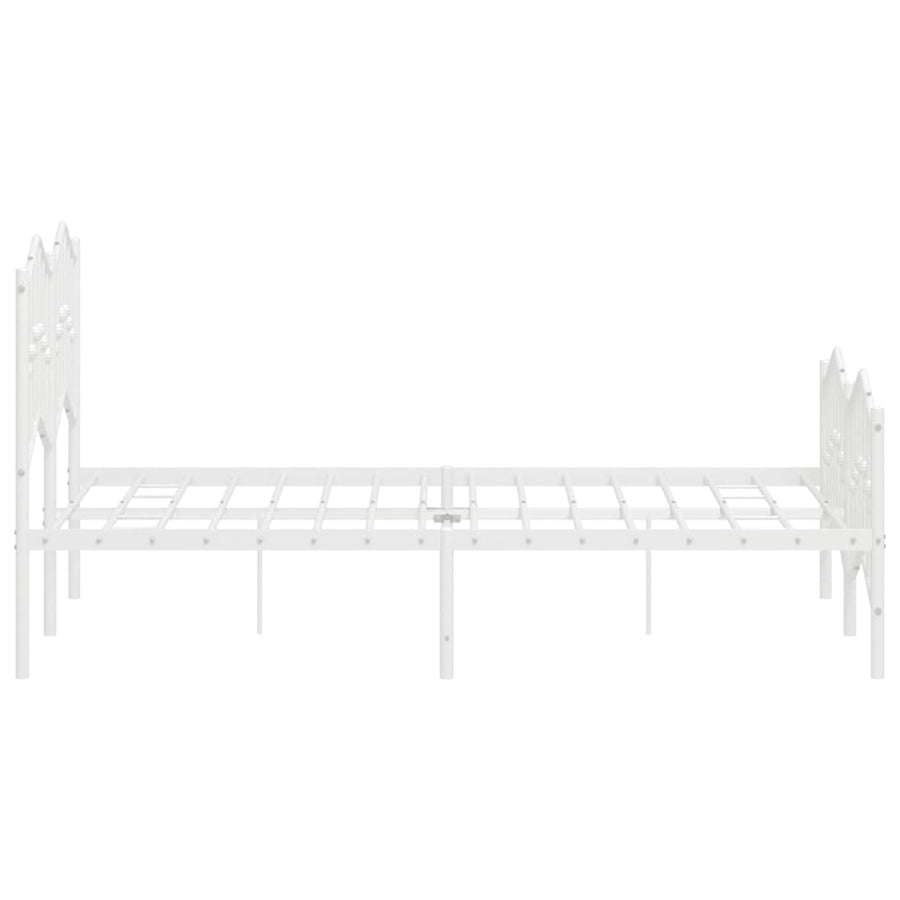 Bedframe Met Hoofd- En Voeteneinde Metaal 120 x 190 cm Wit met hoofdbord & voetbord