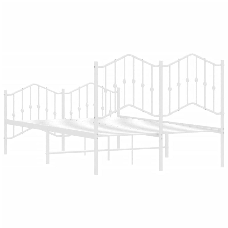 Bedframe Met Hoofd- En Voeteneinde Metaal 120 x 190 cm Wit met hoofdbord & voetbord