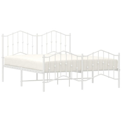 Bedframe Met Hoofd- En Voeteneinde Metaal 135 x 190 cm Wit met hoofdbord & voetbord