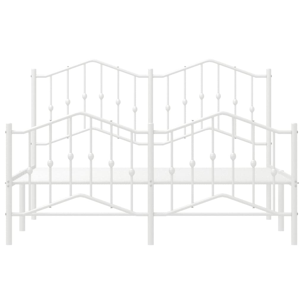 Bedframe Met Hoofd- En Voeteneinde Metaal 135 x 190 cm Wit met hoofdbord & voetbord