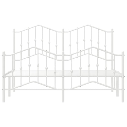 Bedframe Met Hoofd- En Voeteneinde Metaal 135 x 190 cm Wit met hoofdbord & voetbord