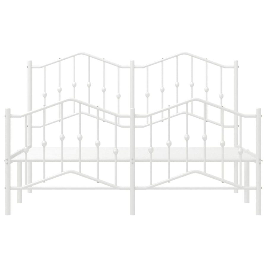 Bedframe Met Hoofd- En Voeteneinde Metaal 135 x 190 cm Wit met hoofdbord & voetbord