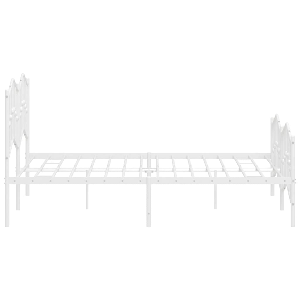 Bedframe Met Hoofd- En Voeteneinde Metaal 135 x 190 cm Wit met hoofdbord & voetbord