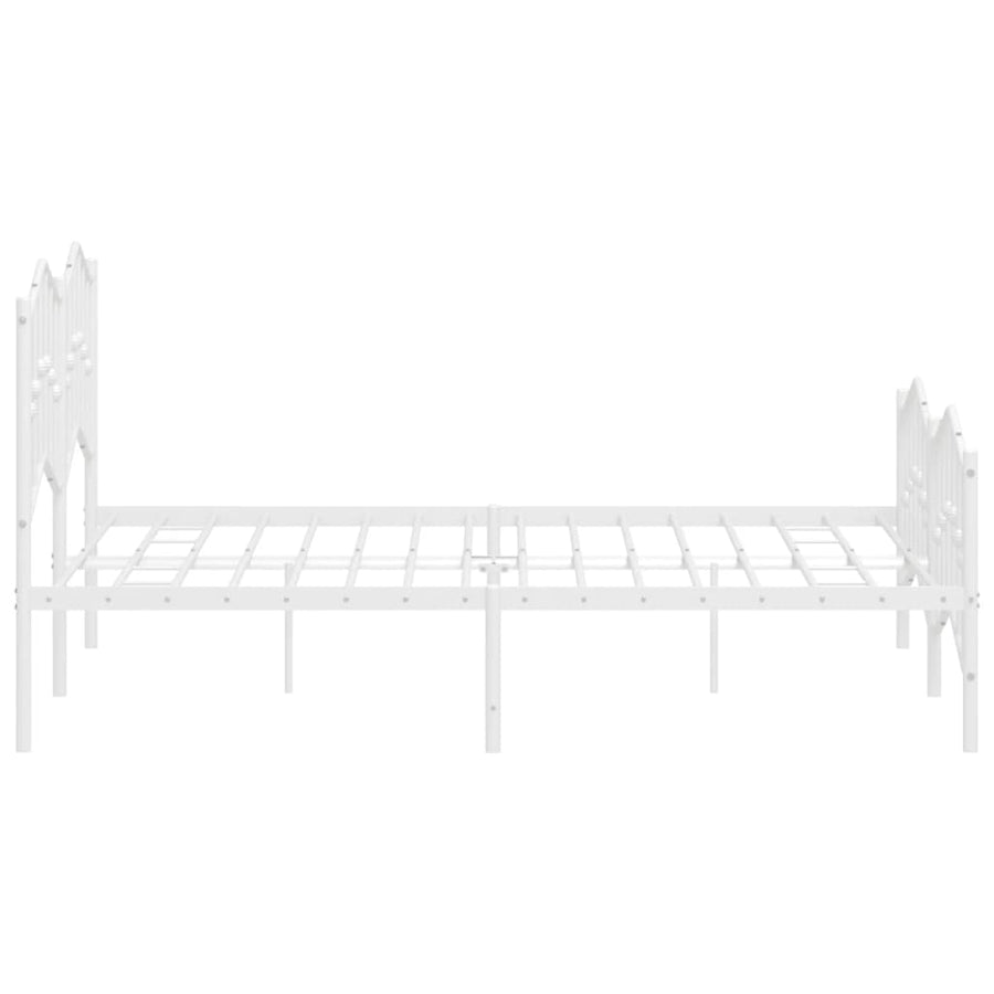 Bedframe Met Hoofd- En Voeteneinde Metaal 135 x 190 cm Wit met hoofdbord & voetbord