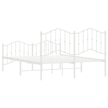 Bedframe Met Hoofd- En Voeteneinde Metaal 135 x 190 cm Wit met hoofdbord & voetbord