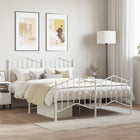 White metal bed frame with headboard and footboard 135x190 cm