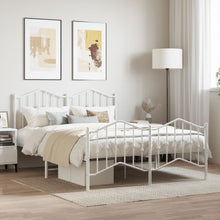 Bedframe Met Hoofd- En Voeteneinde Metaal 135 x 190 cm Wit met hoofdbord & voetbord