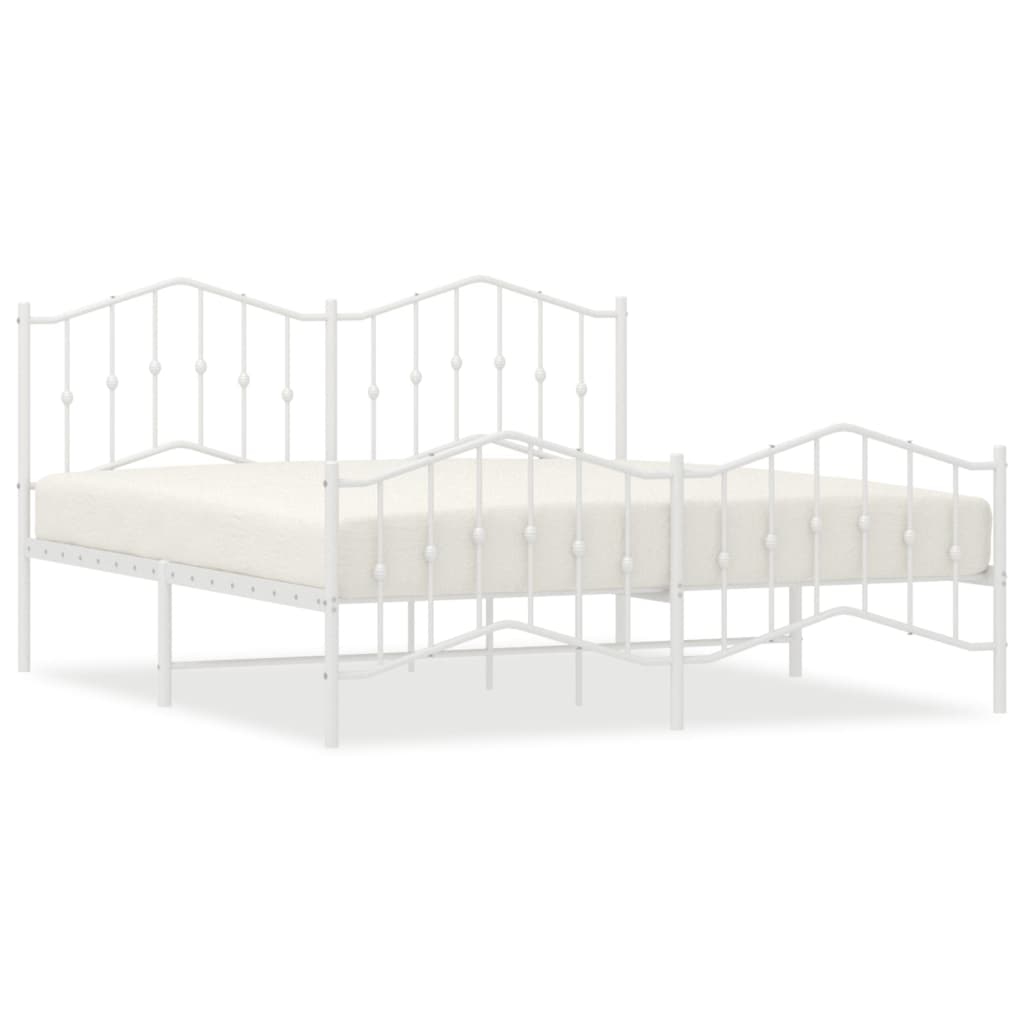 Bedframe Met Hoofd- En Voeteneinde Metaal 183 x 213 cm Wit met hoofdbord & voetbord