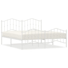 Bedframe Met Hoofd- En Voeteneinde Metaal 183 x 213 cm Wit met hoofdbord & voetbord