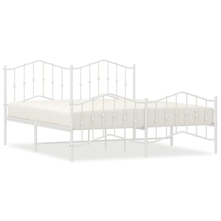 Bedframe Met Hoofd- En Voeteneinde Metaal 183 x 213 cm Wit met hoofdbord & voetbord