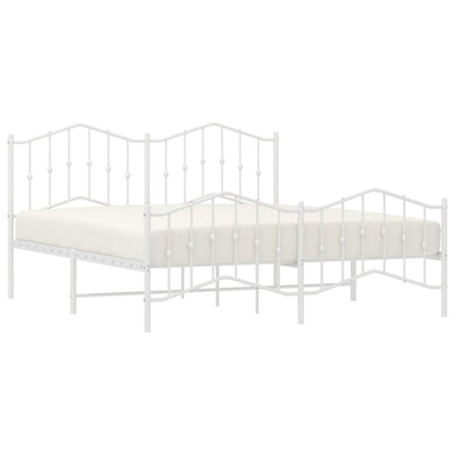 Bedframe Met Hoofd- En Voeteneinde Metaal 183 x 213 cm Wit met hoofdbord & voetbord