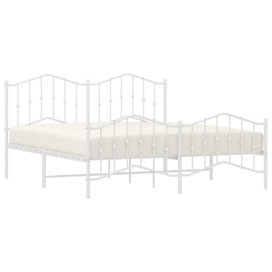 Bedframe Met Hoofd- En Voeteneinde Metaal 183 x 213 cm Wit met hoofdbord & voetbord