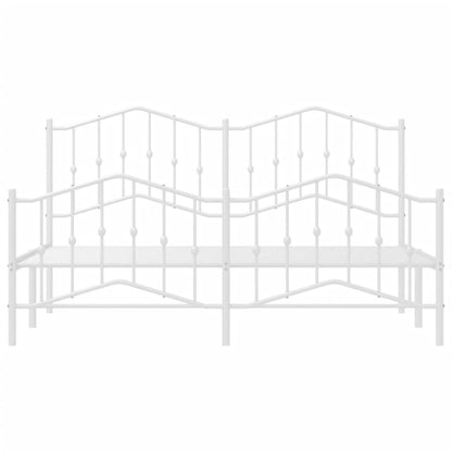 Bedframe Met Hoofd- En Voeteneinde Metaal 183 x 213 cm Wit met hoofdbord & voetbord