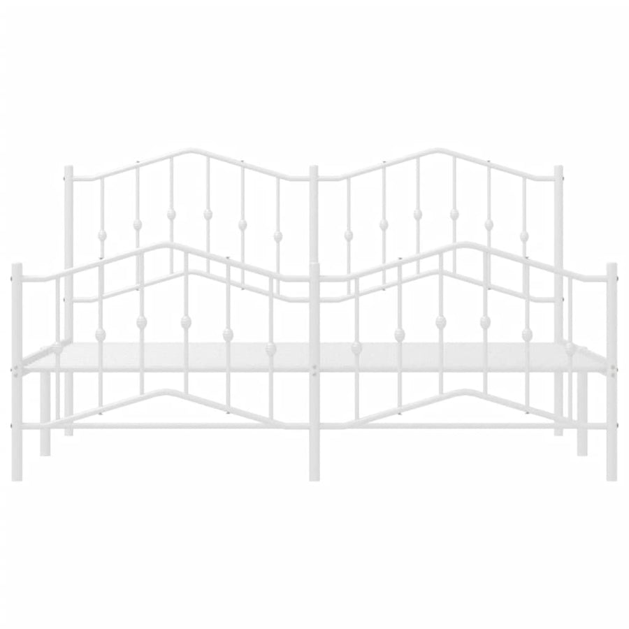 Bedframe Met Hoofd- En Voeteneinde Metaal 183 x 213 cm Wit met hoofdbord & voetbord