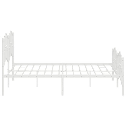 Bedframe Met Hoofd- En Voeteneinde Metaal 183 x 213 cm Wit met hoofdbord & voetbord