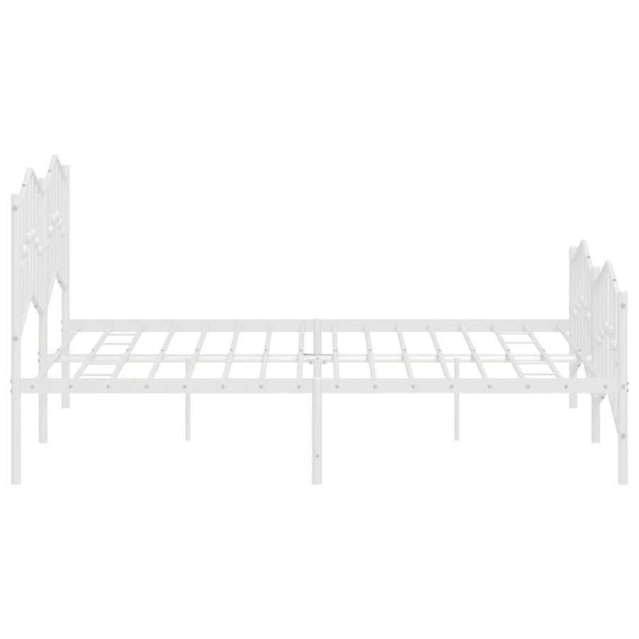 Bedframe Met Hoofd- En Voeteneinde Metaal 183 x 213 cm Wit met hoofdbord & voetbord