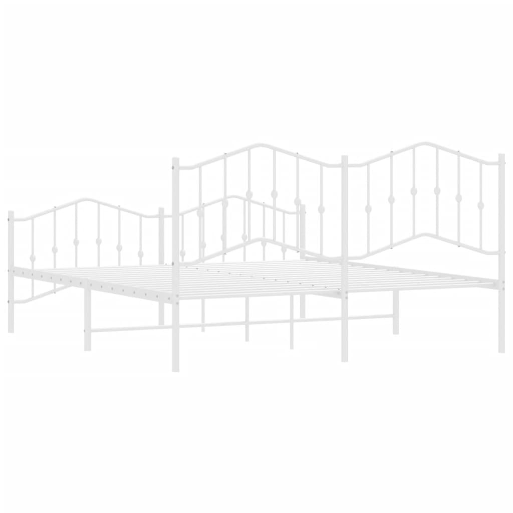 Bedframe Met Hoofd- En Voeteneinde Metaal 183 x 213 cm Wit met hoofdbord & voetbord