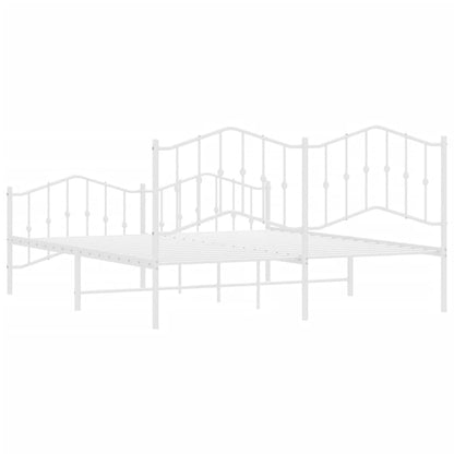 Bedframe Met Hoofd- En Voeteneinde Metaal 183 x 213 cm Wit met hoofdbord & voetbord