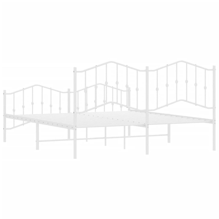 Bedframe Met Hoofd- En Voeteneinde Metaal 183 x 213 cm Wit met hoofdbord & voetbord