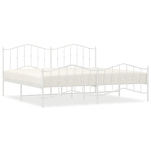 Bedframe Met Hoofd- En Voeteneinde Metaal 193 x 203 cm Wit met hoofdbord & voetbord