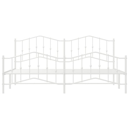 Bedframe Met Hoofd- En Voeteneinde Metaal 193 x 203 cm Wit met hoofdbord & voetbord