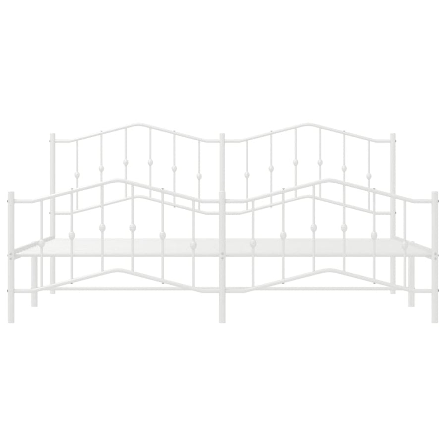 Bedframe Met Hoofd- En Voeteneinde Metaal 193 x 203 cm Wit met hoofdbord & voetbord