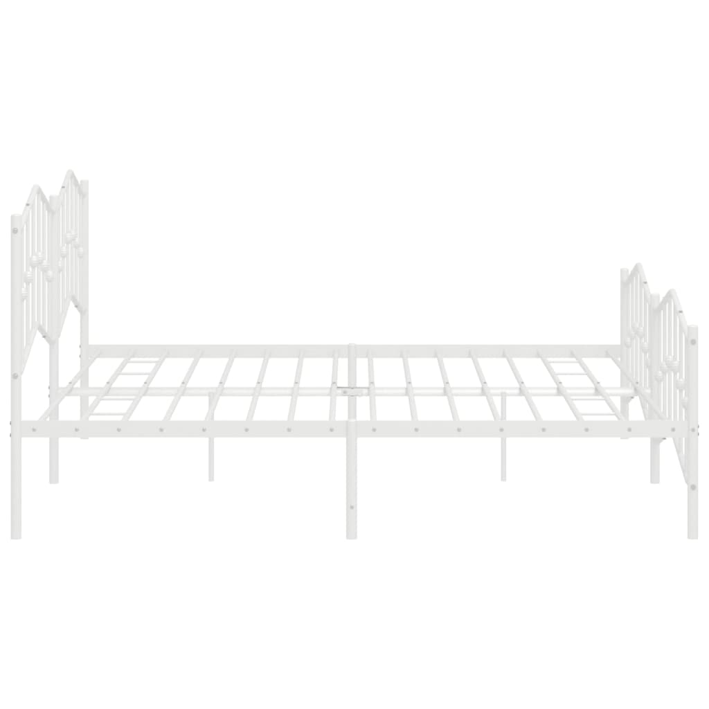 Bedframe Met Hoofd- En Voeteneinde Metaal 193 x 203 cm Wit met hoofdbord & voetbord