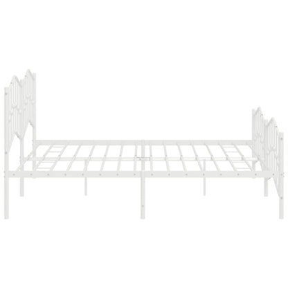 Bedframe Met Hoofd- En Voeteneinde Metaal 193 x 203 cm Wit met hoofdbord & voetbord