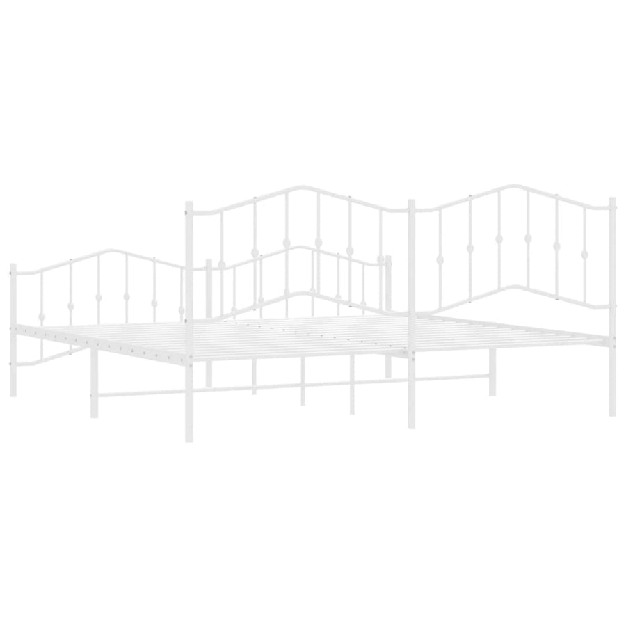 Bedframe Met Hoofd- En Voeteneinde Metaal 193 x 203 cm Wit met hoofdbord & voetbord