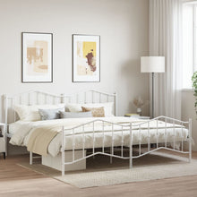 Bedframe Met Hoofd- En Voeteneinde Metaal 193 x 203 cm Wit met hoofdbord & voetbord