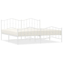 Bedframe Met Hoofd- En Voeteneinde Metaal 200 x 200 cm Wit met hoofdbord & voetbord