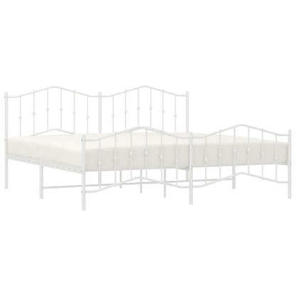 Bedframe Met Hoofd- En Voeteneinde Metaal 200 x 200 cm Wit met hoofdbord & voetbord