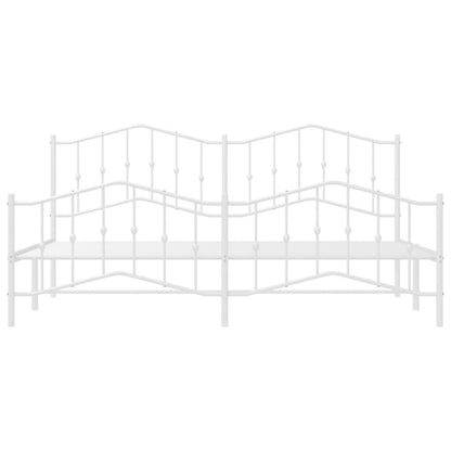 Bedframe Met Hoofd- En Voeteneinde Metaal 200 x 200 cm Wit met hoofdbord & voetbord