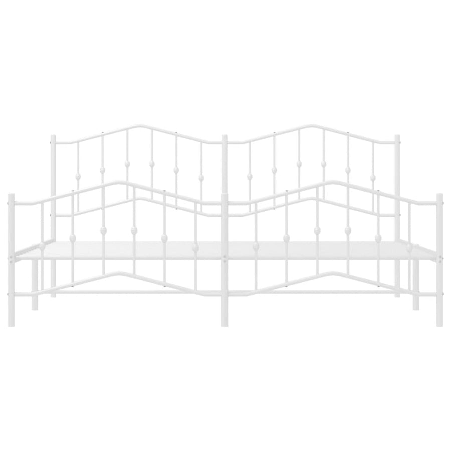 Bedframe Met Hoofd- En Voeteneinde Metaal 200 x 200 cm Wit met hoofdbord & voetbord