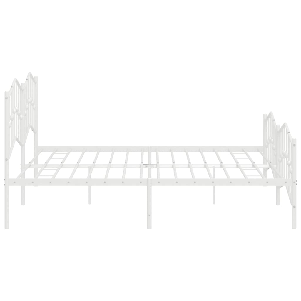 Bedframe Met Hoofd- En Voeteneinde Metaal 200 x 200 cm Wit met hoofdbord & voetbord