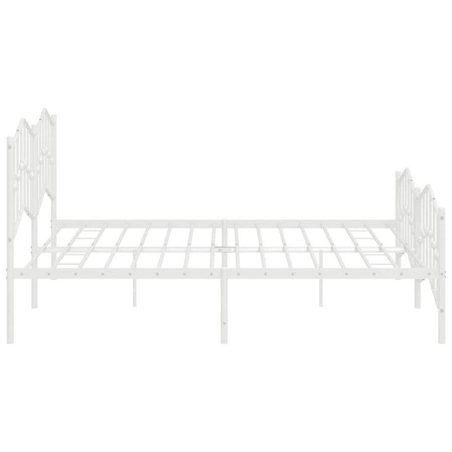 Bedframe Met Hoofd- En Voeteneinde Metaal 200 x 200 cm Wit met hoofdbord & voetbord