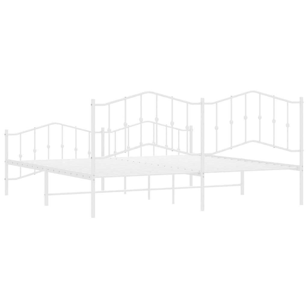Bedframe Met Hoofd- En Voeteneinde Metaal 200 x 200 cm Wit met hoofdbord & voetbord